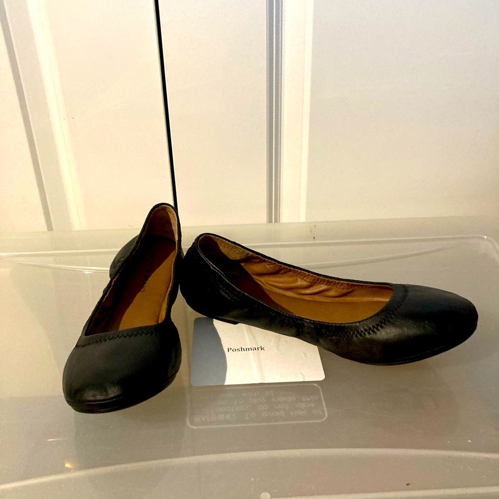 Black Leather Ballet Flats